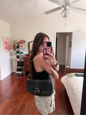 Coach Black Pebbled Leather Shoulder Bag